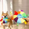 Engraçado arco-íris de pelúcia disco voador brinquedos para cães ao ar livre jogos de treinamento interativo mastigar brinquedo animais de estimação discos voadores brinquedos acessórios para cães