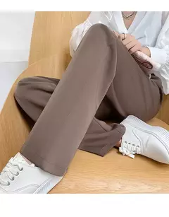 Calça feminina de cintura alta até o chão, branca, solta, perna larga, feminina de escritório, reta, roupas longas, senhoras, outono, inverno - loja online