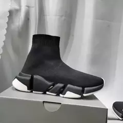 Confortável tecido de malha sapatos esportivos masculinos casuais deslizamento-em mocassins perna reta tubo meias tênis unisex verão salto baixo - loja online