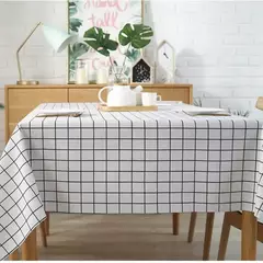 Toalha de mesa padrão xadrez para festa, impermeável, Oilproof, preto e branco, Cobertura de mesa xadrez, piquenique ao ar livre, 137x90cm, 1pc - loja online