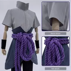 Imagem do HOLOUN Anime Uchiha Sasuke Cosplay Top Calças Cinto Cos Presente de Convenção Versão Adulto Unissex