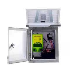 Energizador de cerca elétrica solar portátil de segurança à prova d'água de alta tensão para gado com caixa de aço inoxidável na internet