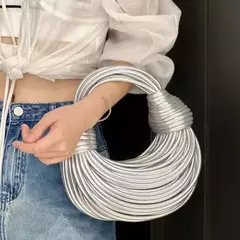 Bolsa atada corda artesanal para mulheres, embreagem noite dourada e prateada, bolsas hobo atadas, nova marca de designer, luxo e chique, 2023 - comprar online