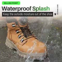 Imagem do Sapatos de aço impermeável para homens, botas de trabalho, sapatos de segurança, botões rotativos, botas masculinas, sapatos protetores à prova de perfuração, tamanho grande, 48