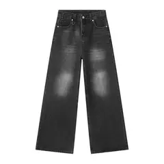Imagem do Iefb-Jeans lavado vintage masculino, calças jeans de perna larga, calças masculinas soltas, moda casual de rua angustiada, verão, versátil, 9C354