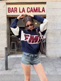 Novo europeu e americano de alta rua na moda marca zíper suéteres feminino solto casual camisola jaquetas rua hip-hop cardiga - loja online