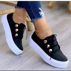 Imagem do Sapatilhas femininas de couro vulcanizado em plutônio, sapatos femininos, moda casual, alta qualidade, primavera
