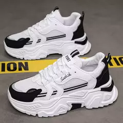 Sapato masculino de sola grossa, tênis masculino casual, respirável, malha, sola macia, conforto, corrida ao ar livre, quatro estações, estudante - comprar online