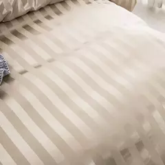 Satin Striped Duvet Cover, sedoso como edredão, conjunto de cama de luxo, completo, rainha, rei, solteiro, duplo tamanho, marfim White Stripe - Wolf Magazine