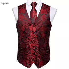 Festa de casamento ouro colete paisley floral jacquard colete masculino 4 pçs colete gravata lenço anel hanky abotoaduras conjunto dibangu - comprar online