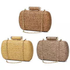 Bolsa de embreagem para mulheres, Bolsa de Raffia para senhoras, Bolsa de noite, Crochet Crossbody Bags, Ombro de praia, Verão, Saco de mão tecido luxuoso - loja online