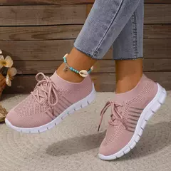 Tênis casual feminino, confortável e respirável, sapato de plataforma versátil com cordões, moda verão, 2024 na internet