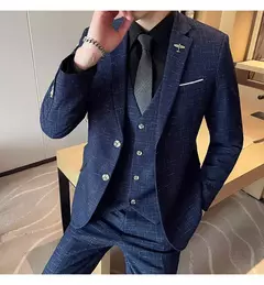 Terno xadrez formal masculino, vestido de noiva noivo, blazer de festa, calças, jaqueta, colete, calças, high-end, casual, escritório, marca - comprar online