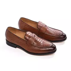 Felix Chu-mocassins de couro genuíno masculino, padrão de cobra pontiagudos, s