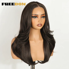 Liberdade perucas dianteiras de renda sintética para mulheres 20 Polegada ombre loira ondulada em camadas peruca 6x4 pré arrancadas usar e ir perucas de renda sem cola