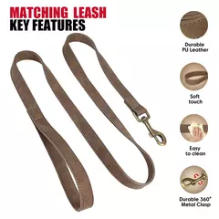 Ajustável coleira de couro PU e trela, durável pet coleiras, chumbo corda, colar macio, pequeno, médio, cães grandes, buldogue - comprar online