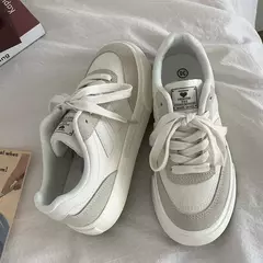 Sapatos de lona casual vulcanizado para mulheres, plataforma respirável, robusto, plano, esporte, tênis de corrida, primavera, outono na internet