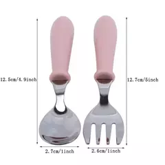 Imagem do Talheres portáteis de aço inoxidável para crianças, Spoon Forks Box Utensílios de alimentação do bebê Conjunto de talheres para bebês, 3pcs