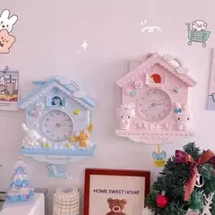 Sanrio hello kitty parede pendurado balanço relógio de parede quartzo cinnamoroll melodia dos desenhos animados relógio mudo hellokitty casa presentes decorativos - loja online