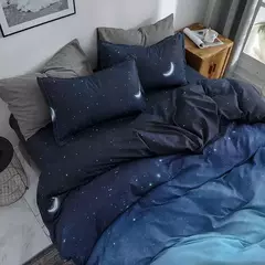 Galaxy capa de edredão lua estrelas consolador conjunto capa para crianças decoração do quarto feminino, azul gradiente céu estrelado céu estrelado conjunto cama - loja online