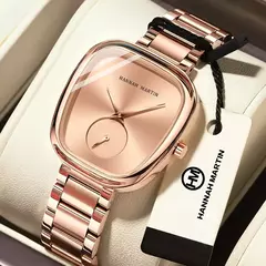 Relógio de pulso de quartzo oval estilo minimalista feminino, barril de vinho, ouro rosa, preto, cronômetro, elegante, 34mm, novo, 2023