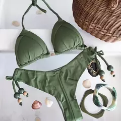Fato de banho triangular sexy para mulheres, biquínis brasileiros, maiô halter, maiô push up, corrente de metal, biquíni de praia, novo, 2023