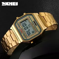 Imagem do Skmei-Relógio digital à prova d'água para homens, pulseira de aço inoxidável, display LED, relógios esportivos casuais, moda, 1123