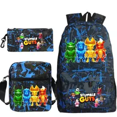 Imagem do Mochila Stumble Guys para crianças, mochila portátil, mochilas escolares dos desenhos animados, mochila para meninos e meninas, mochilas casuais para crianças, 3pcs