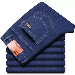 Homens de negócios calças jeans retro clássico denim calças casuais estiramento luxo jeans moda masculina denim pant homme na internet