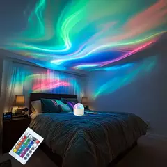 Imagem do Céu estrelado galáxia aurora projetor luz led night light remoto rgb 16 cores ondulação de água lâmpada do projetor festa decoração do quarto presente