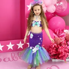 Meninas escala roxa princesa sereia ariel cosplay vestido de halloween vestido de festa de aniversário meninas verão praia vestido de férias - comprar online