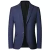 Blazers xadrez azul casual slim fit masculino, jaquetas de negócios, roupas formais, casacos masculinos, novos, primavera, outono, tamanho 4XL