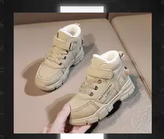 Botas de neve de algodão para crianças, Sapatos quentes grossos, Botas de pele falsa adolescente para crianças, moda tendência, inverno, 2024 - comprar online
