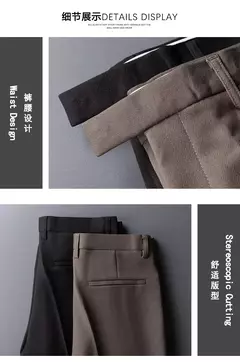 Imagem do Calça masculina elegante estilo britânico, casual de negócios, escritório de deslocamento, calça de lazer, roupa social masculina, verão