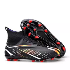Botas masculinas de futebol longas, sapatos de futebol ao ar livre, grampos internos, futsal confortável, confortável antiderrapante, FG, TF, fósforo para meninos - loja online