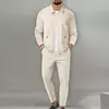Conjunto de duas peças de waffle masculino, zíper de lapela, casaco monocromático, confortável casual, primavera e verão, best-seller