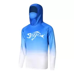 Imagem do Pesca com capuz com máscara masculina, moletom manga comprida, proteção UV, umidade wicking, roupas de pesca