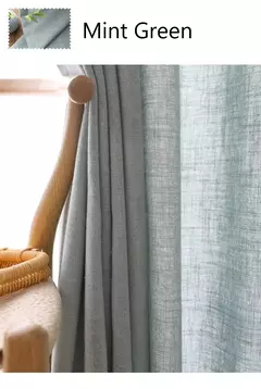 Cortina semi-sombreada lisa para varanda, Linho de algodão moderno, Tule puro, Sala de estar personalizada, Decoração de fios na internet