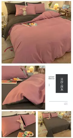 Lençóis de algodão lavados e capas de edredão, estilo japonês, peça dupla, conjunto de cama de quatro peças para estudante, três peças na internet