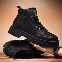 Imagem do Botas Chukka de couro impermeáveis para homens, Botas Oxford Casual Lace Up Ankle, Sapatos de vestido diário