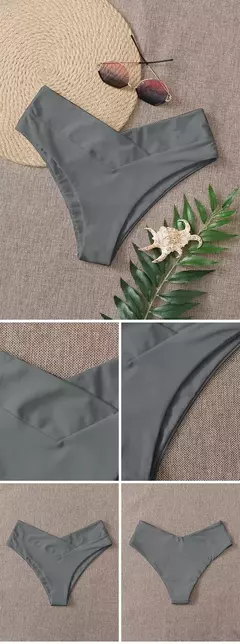 Tanga brasileira de biquíni para mulheres, semi-banho, roupa de praia sexy V cheeky, banho preto para senhoras, natação na internet