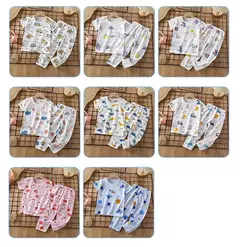 Conjunto de pijamas de manga comprida infantil, Seção fina, Roupa de bebê, Roupa doméstica, Meninos, Meninas, Crianças, Verão, Novo, 2022 na internet