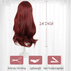 Lupu 24 Polegada onda vermelha sintética ligeiramente encaracolado perucas para mulheres fibra sintética resistente ao calor cabelo onda profunda doce e natural - Wolf Magazine