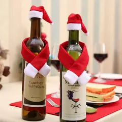 Papai Noel Natal garrafa de vinho tampa, ornamento do chapéu, decoração da festa para casa, ano novo, 1 conjunto