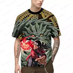 Naruto Anime T-shirt extragrande masculino, Roupas Y2K, Manga curta, Streetwear Hip Hop, Camisas Essentials, Roupas de tendência, Novo, 2024