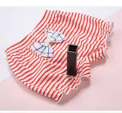 Menina bebê shorts 100% algodão crianças infantil moda listra arco calcinha para 6-24 meses crianças de alta qualidade falbala cuecas presente - Wolf Magazine