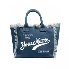 Bolsa de lona elegante e personalizável para mulheres, praia de verão, grande capacidade, bolsa pendular, presentes de casamento na internet