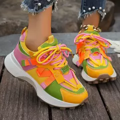 Novas mulheres tênis de malha respirável plataforma tênis feminino casual rendas até ao ar livre sapatos femininos baixo topo zapatos de mujer