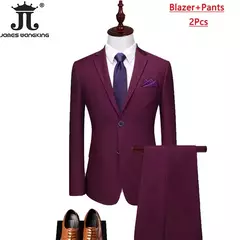 Imagem do Monocromático Terno de escritório formal, vestido de casamento do noivo, blazer de marca high-end, calças colete, S-6XL, conjunto de 3 peças, vestido de festa