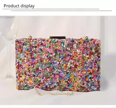 Alta qualidade carteira de pedra colorida para mulheres, sacos de noite festa de casamento, cadeia banquete saco, telefone crossbody, designers de luxo, 2024 - loja online